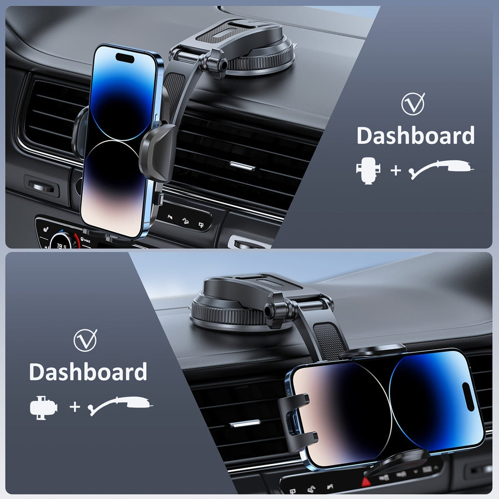 Universal Car Phone Holder 360° Rotatable Dashboard Mount – Retractable Cradle Fits All Phones iPhone Samsung, Adjustable Horizontal & Vertical Viewing, Secure Grip Car Phone Mount