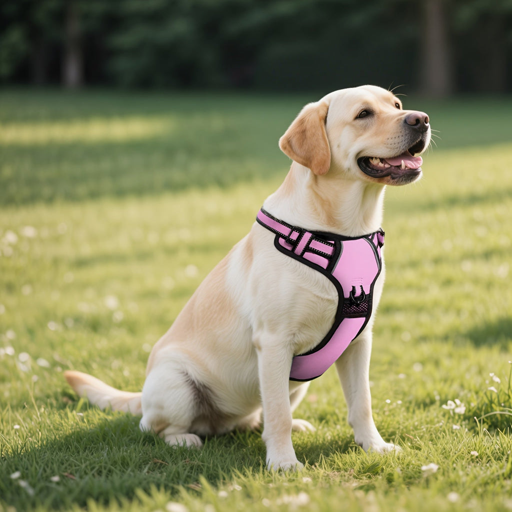 No Pull Dog Harness Set with Leash Retractable Seatbelt Collar Storage Strap Fully Reflective Breathable Mesh Adjustable Vest Harness Front Back Clip Handle XS to XL 8 Colors