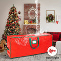 Christmas Tree Storage Bag for 7.5ft Trees Heavy Duty Extra Large Xmas Holiday Tree Bag Dual Zippers Reinforced Handles Wide Opening Easy Storage Red Reusable