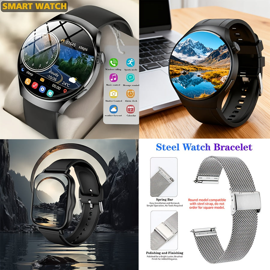 Smartwatch with Call Function Fitness Tracker for Men & Women – Silicone Strap, Step Counter, Heart Rate Monitor, Calorie Tracking, Sports Modes, Music & Camera Control