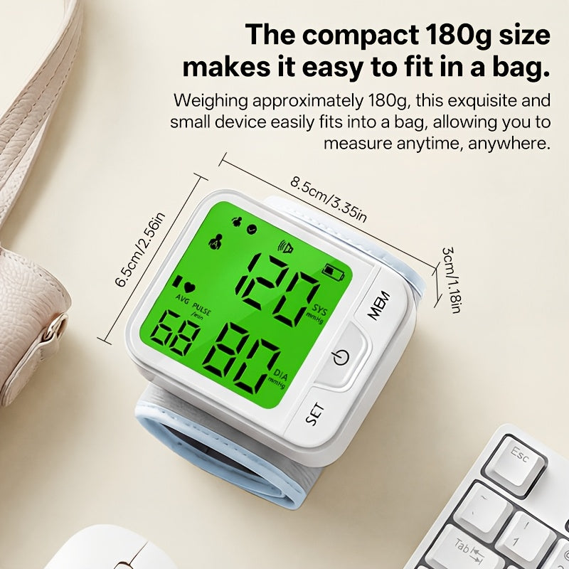Wrist Blood Pressure Monitor Automatic Digital BP Cuff with Large LCD Display – Pulse Rate & Irregular Heartbeat Detection, Portable Home Use for Seniors & Adults, One-Button Operation