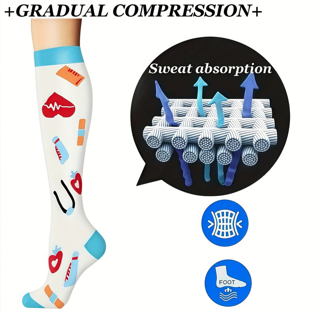 Compression Sports Socks 6 Pack Unisex Lightweight Mid-Calf – Casual Athletic Socks for Running Cycling Soccer Hiking Outdoor Activities & Travel, Sizes S/M & L/XL