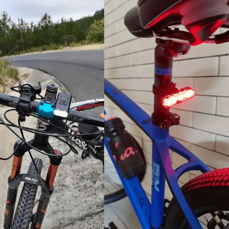 USB Type-C Rechargeable Bike Light Set – Aluminum Alloy Front Light 6 Modes & Rear Light 4 Modes, High-Lumen LED Bicycle Lights for Night Riding Commuting Camping Safety