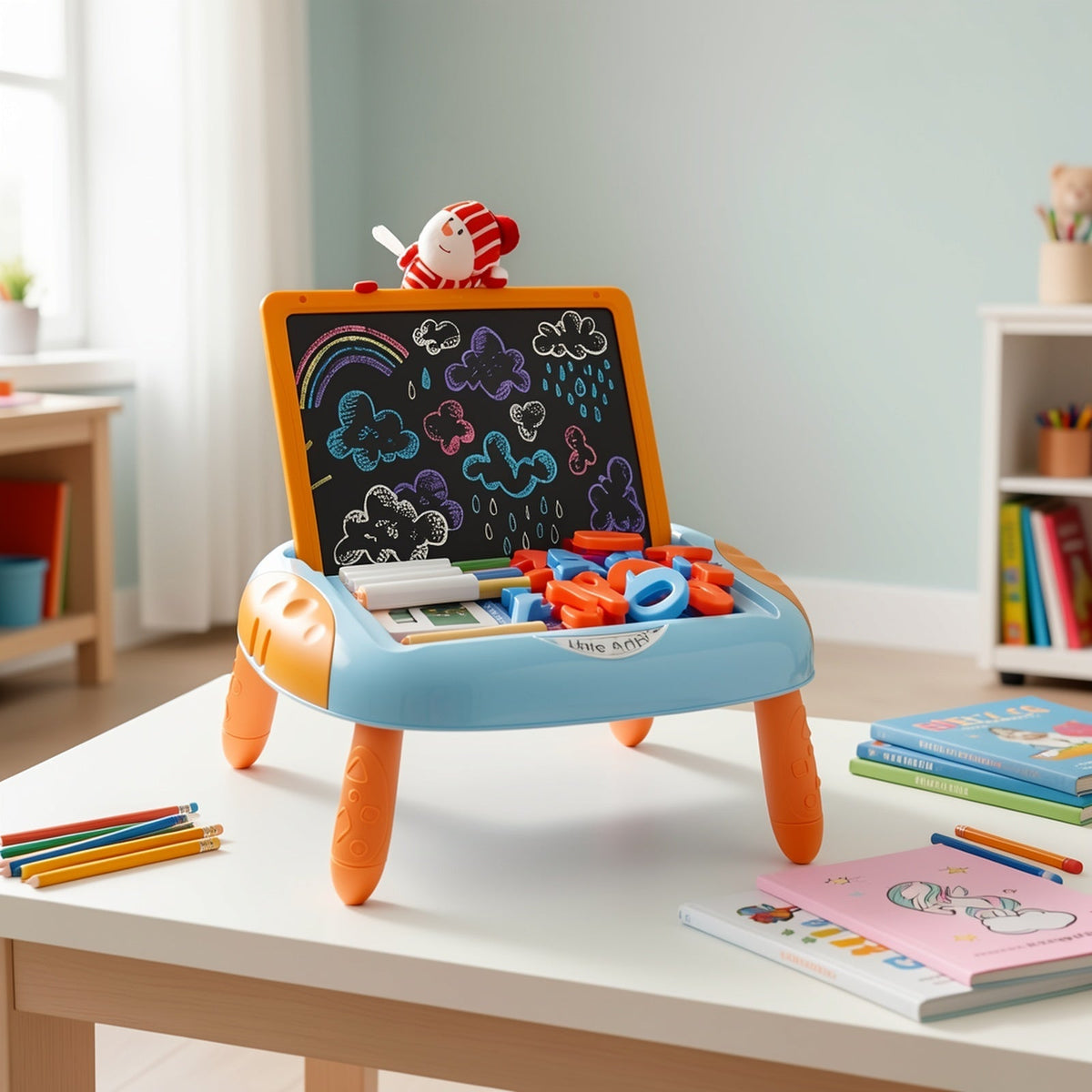 Kids Magnetic Drawing Board Double-Sided Doodle Board with Teaching Supplies – Portable Space-Saving Art Toy for Creative Drawing, Writing & Learning | Gift for Boys & Girls