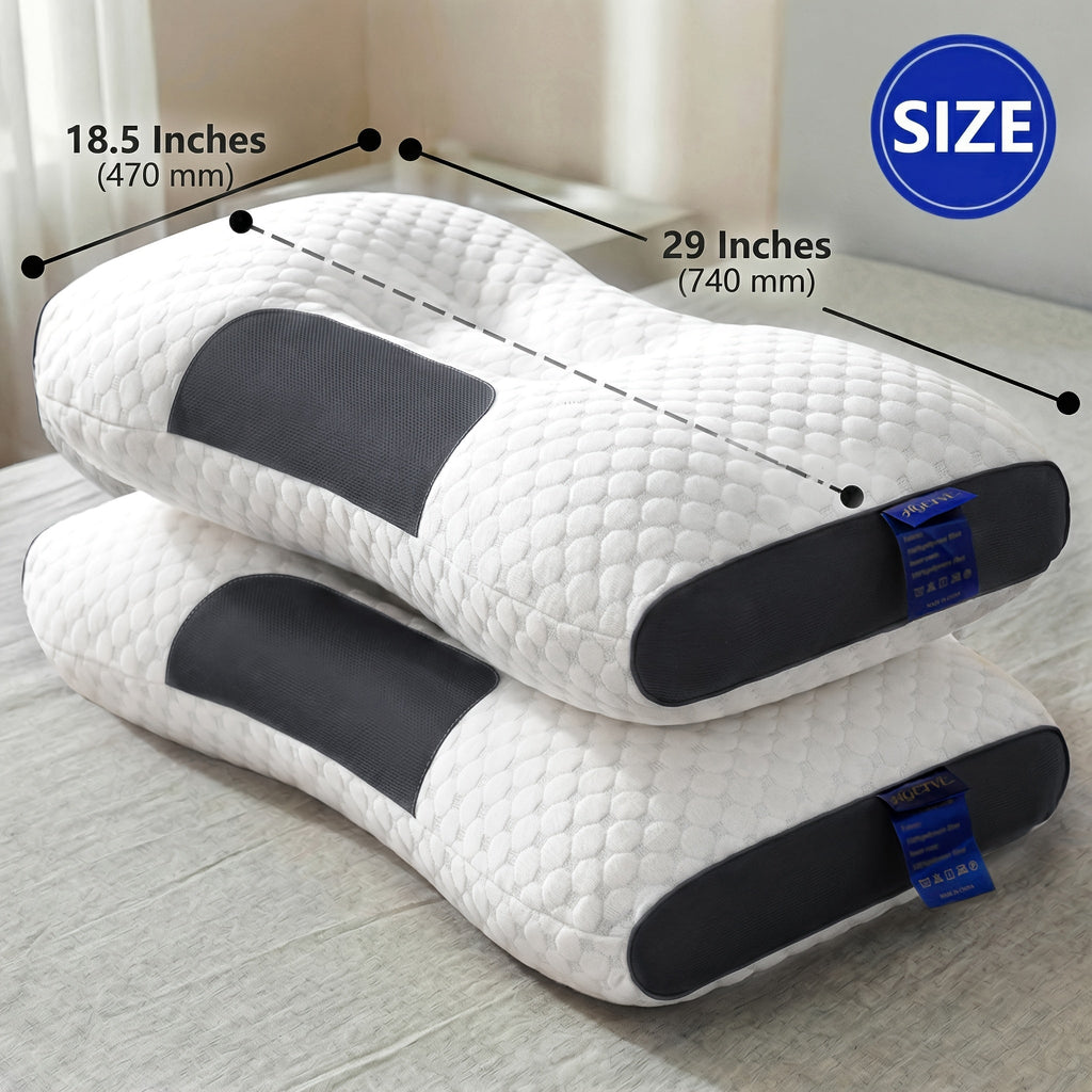 Ergonomic Neck Pillow 2-Pack Breathable Cervical Support Pillow Removable Zippered Pillowcase Relieves Neck Shoulder Pressure 5 Colors Home Office Sleep