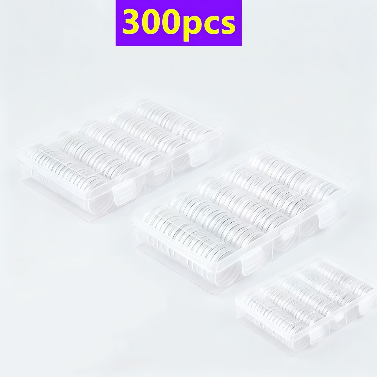 Clear Coin Capsules Transparent Storage Boxes with Secure Snap Lid 100 300 Pack Bulk Coin Holder Organizer for Coins Tokens Medals Gemstones Small Collectibles Hobby Items