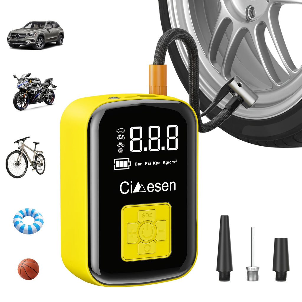 Portable Cordless Tire Inflator 150PSI Digital Display USB-C Rechargeable 4000mAh 100W Fast Inflation 5 Preset Modes LED Light for Car Motorcycle Bike Ball Auto Stop 4 Colors