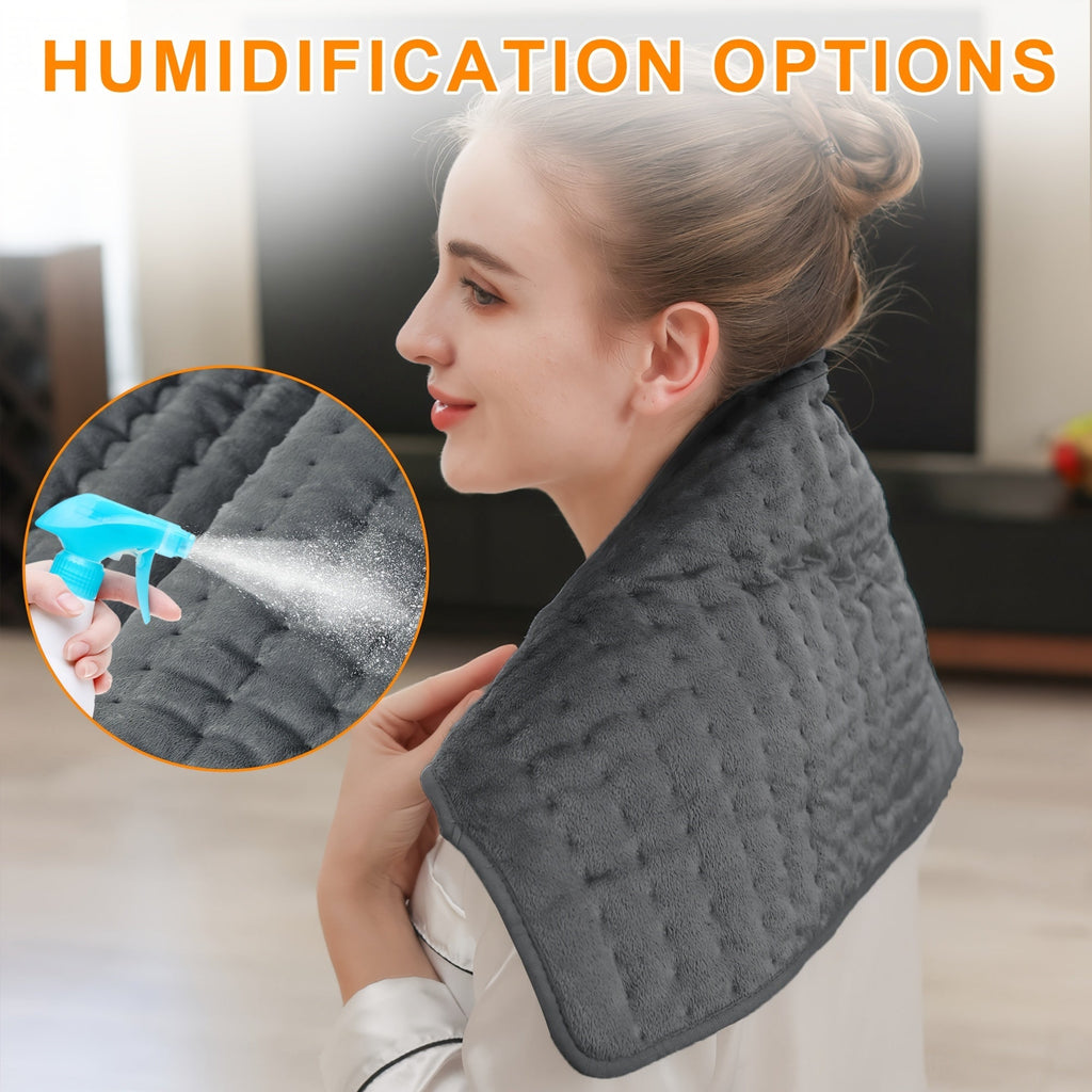 Extra Large Heating Pad 24"x12" for Back Neck Shoulders & Full Body – 6 Heat Settings 104–140°F, Wet & Dry Heat, Auto Shut-Off Timer, Machine Washable Ultra-Soft Flannel Electric Pad for Pain Relief