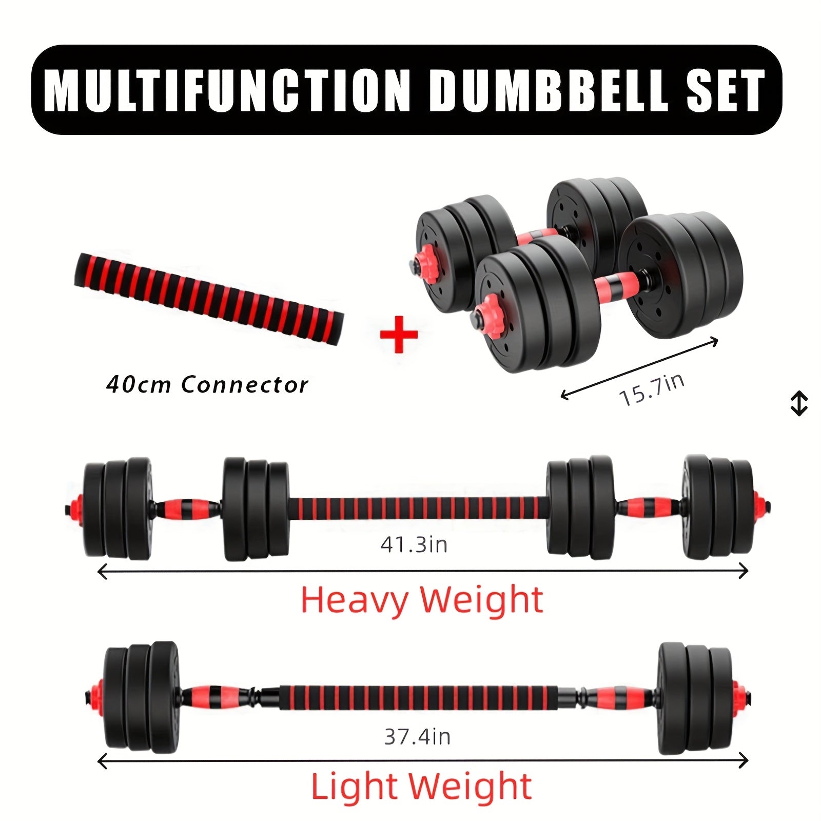 Adjustable Dumbbell Set 22LB & 44LB for Men & Women – Free Weight Home Gym Equipment with Barbell Connector & Bumper Plates for Strength Training, Muscle Building & Fitness Workouts