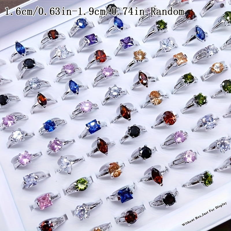25-Piece Cubic Zirconia Stackable Ring Set Silver Gold – Geometric CZ Rings Multi-Color Variety Pack for Women Teen Girls, Wedding Engagement Party Daily Wear Jewelry Gift