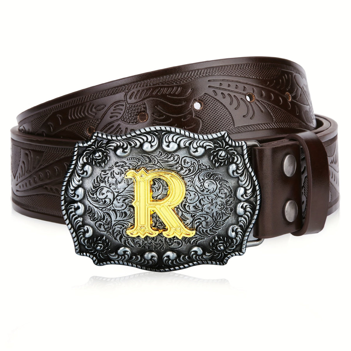 Western Cowboy Belt Men Women Embossed Floral Faux Leather Longhorn Bull Big Buckle – 23 Styles Sizes 34-44 Waist 32"-42" Country Rodeo Halloween Christmas Father's Day Gift