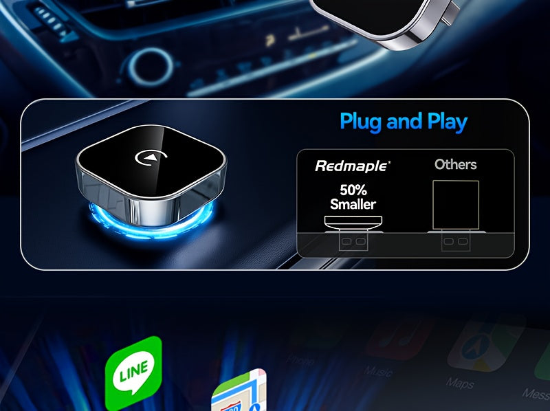 Wireless CarPlay Adapter 2026 Upgraded Mini Dongle 2-in-1 iPhone Android Auto Convert Wired to Wireless USB-A USB-C Dual-Band Low Latency Auto Connect FCC Certified