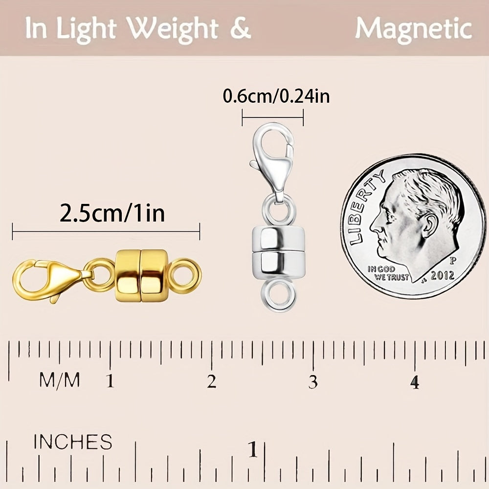 Magnetic Necklace Clasp Set 18 Pieces Gold and Silver – Magnetic Jewelry Clasp Converter with Lobster Clasps for Bracelets Necklaces Chains – Easy One-Hand Arthritis-Friendly Jewelry Fastener Gift