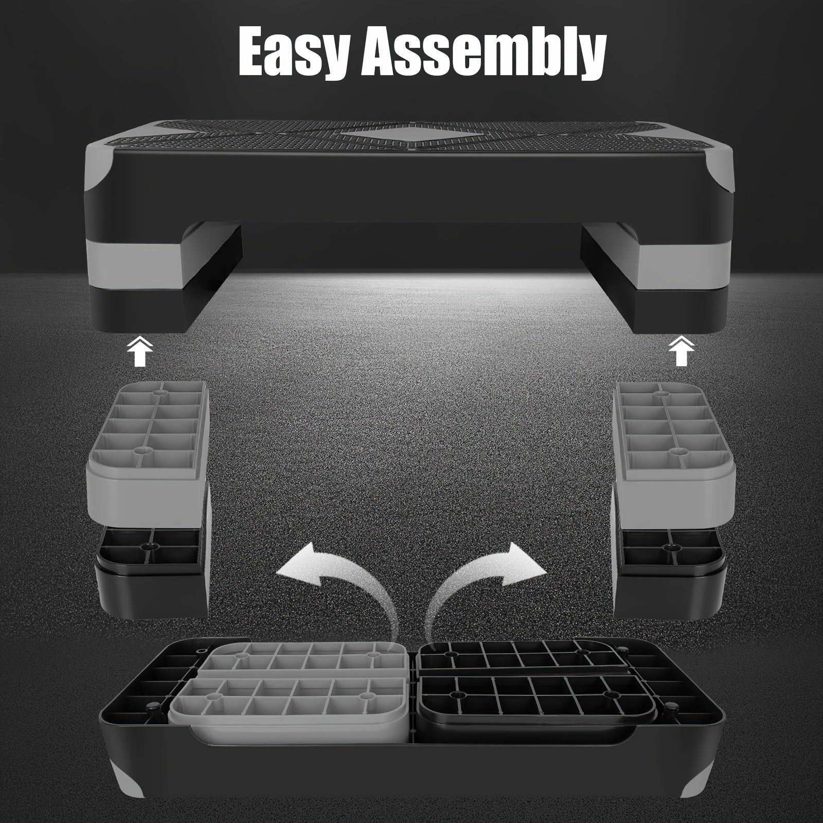Adjustable Aerobic Step Platform – 3 Height Settings (4"/6"/8"), Non-Slip Workout Stepper for Home Gym Cardio Training, Step Aerobics Exercise Board (6 Colors)