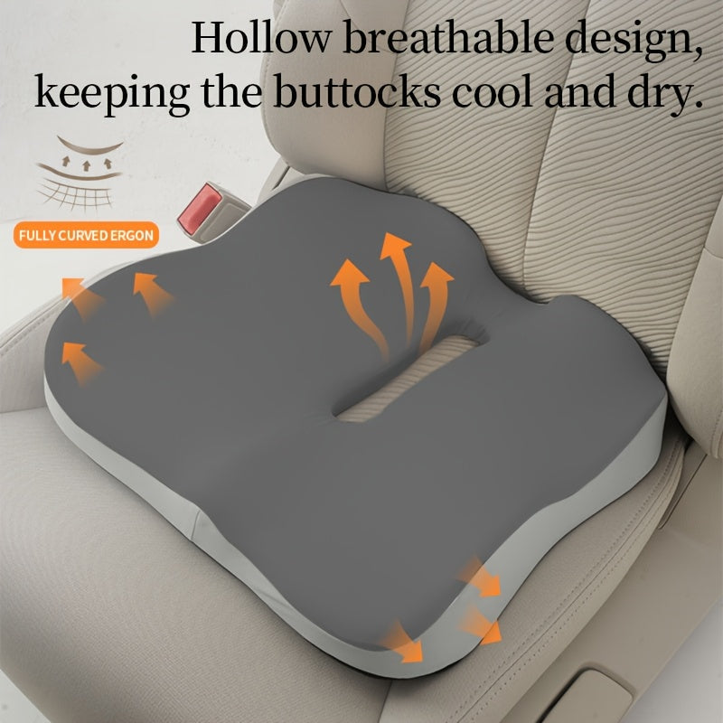 Ergonomic Memory Foam Seat Cushion Center Groove Coccyx Tailbone Relief Non-Slip Posture Support for Office Chair Car Home Wheelchair