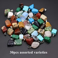 30 Pcs Natural Agate Stone Pendants for Jewelry Making – Irregular Boho Style, Mixed Colors, DIY Necklace & Bracelet Charms – Perfect for Crafters & Gift Giving