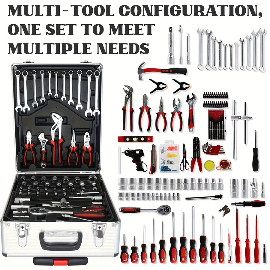 52 Piece Professional Tool Set with Portable Toolbox Multi-Functional Home Car Repair Kit for DIY Enthusiasts Homeowners Mechanics Gift for Men Red Standard Black White