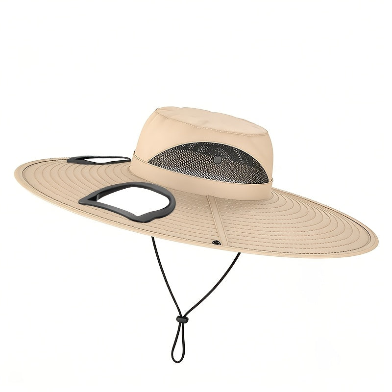 Solar Fan Hat Wide Brim Sun Protection Cap with USB Charging Built-in Fan for Fishing Hiking Camping Outdoor Sports Men Women