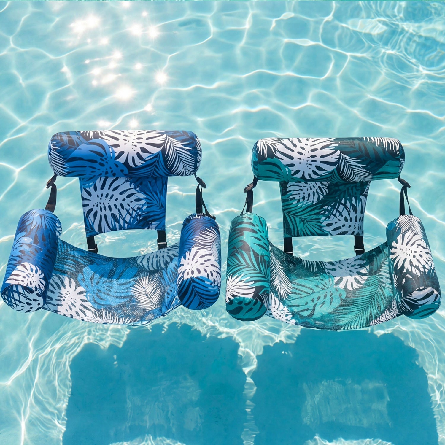 Inflatable Pool Float Chair for Adults – Leaf Design Floating Lounger with Mesh Sling Seat, 1 & 2 Pack, Portable Summer Float for Pool Beach Lake Party, 30x16x24 Inch