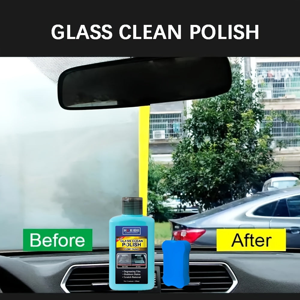 Car Glass Oil Film Cleaner & Windshield Restorer Paste – Removes Oil Film Coatings Water Spots from Auto Windshield & Home Glass, Surfactant-Free Cream Formula for Crystal Clear Visibility