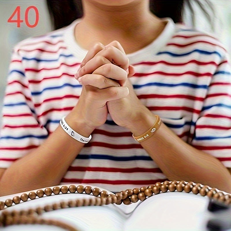 40-Pack Bible Verse Silicone Bracelets Colorful Inspirational Christian Faith Wristbands Unisex Lightweight Daily Wear Church Party Gift