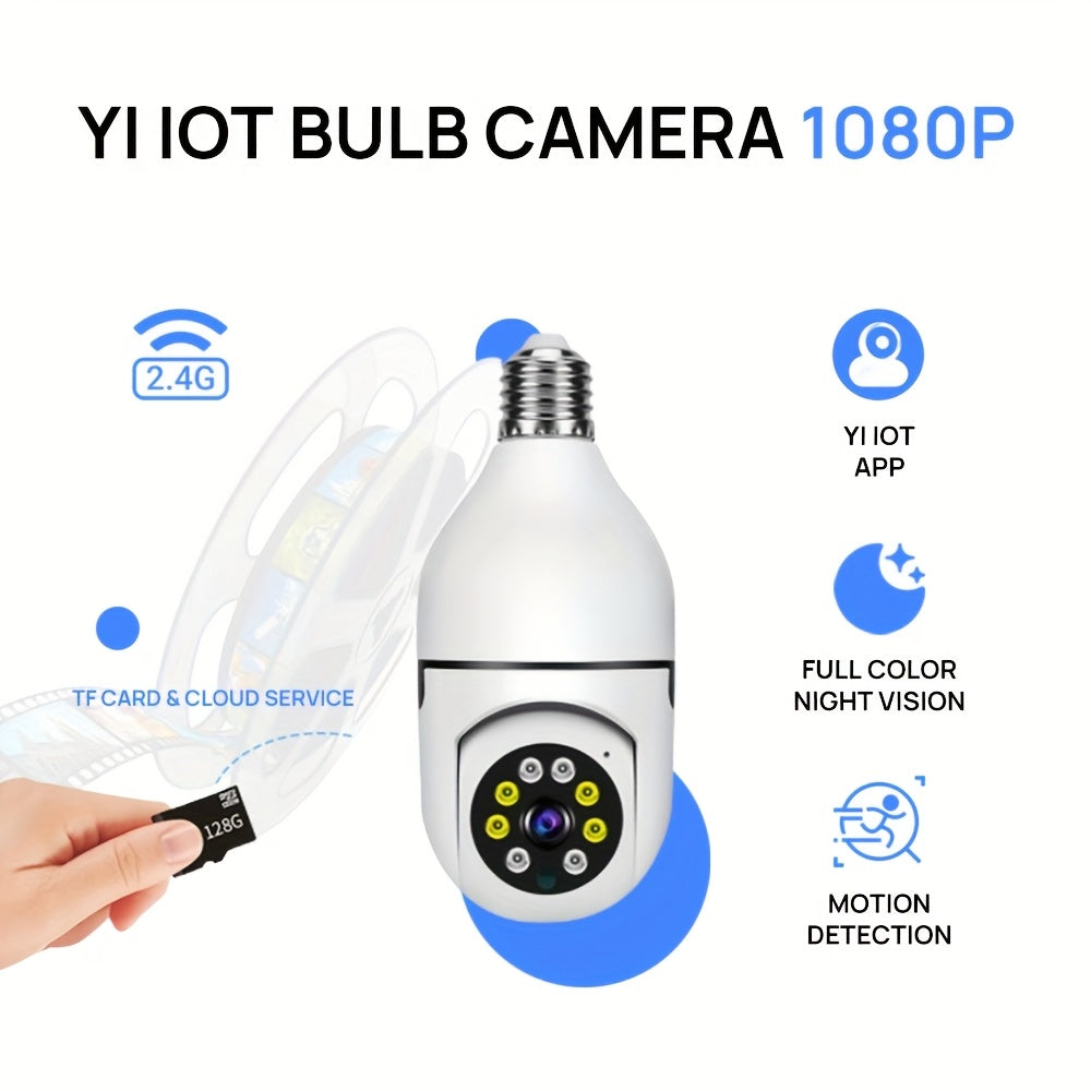 3MP Light Bulb Security Camera WiFi 2.4GHz – E26/E27 Socket 1080P Full Color Night Vision 360° Pan Tilt Two-Way Audio Motion Detection Cloud & TF Storage Indoor Home Security Camera 1 2 Pack