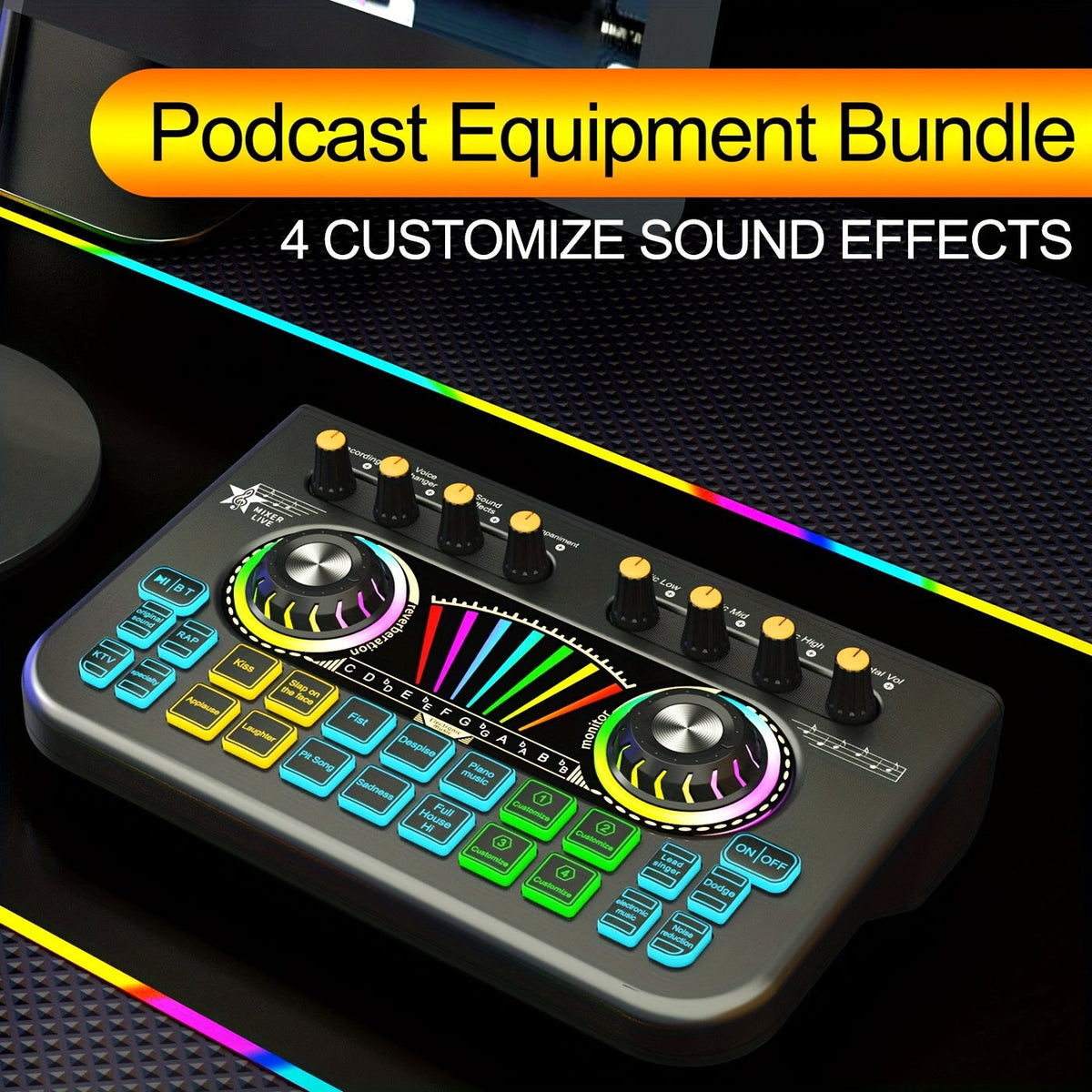 Microphone Mixer Bundle Kit for Podcast Recording Studio – Audio Mixer with Mic Stand, Sound Card, Streaming & Karaoke Setup for PC Phone Gaming