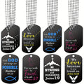 20Pcs Christian Bible Verse Dog Tag Necklaces Bulk Stainless Steel Inspirational Faith Necklace with Chain for Men Women Boys Religious Gift