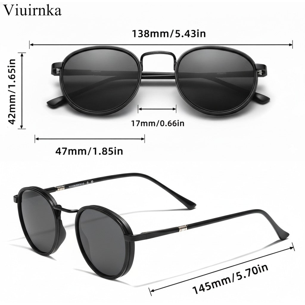 Polarized Round Metal Frame Sunglasses UV400 TAC Lens Unisex – Lightweight Retro Eyewear with Case for Driving Fishing Hiking, Birthday Father's Day Gift for Men Women