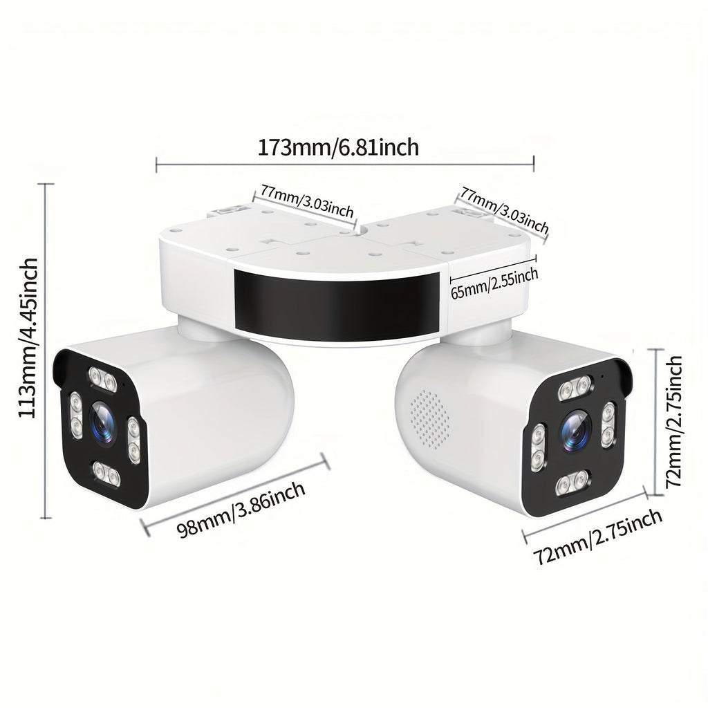 Dual Lens PTZ Security Camera Outdoor WiFi 5MP – 360° Pan Tilt 10x Electric Zoom Motion Detection Siren Alarm Two-Way Audio Color Night Vision 24/7 Wired Recording Home Surveillance