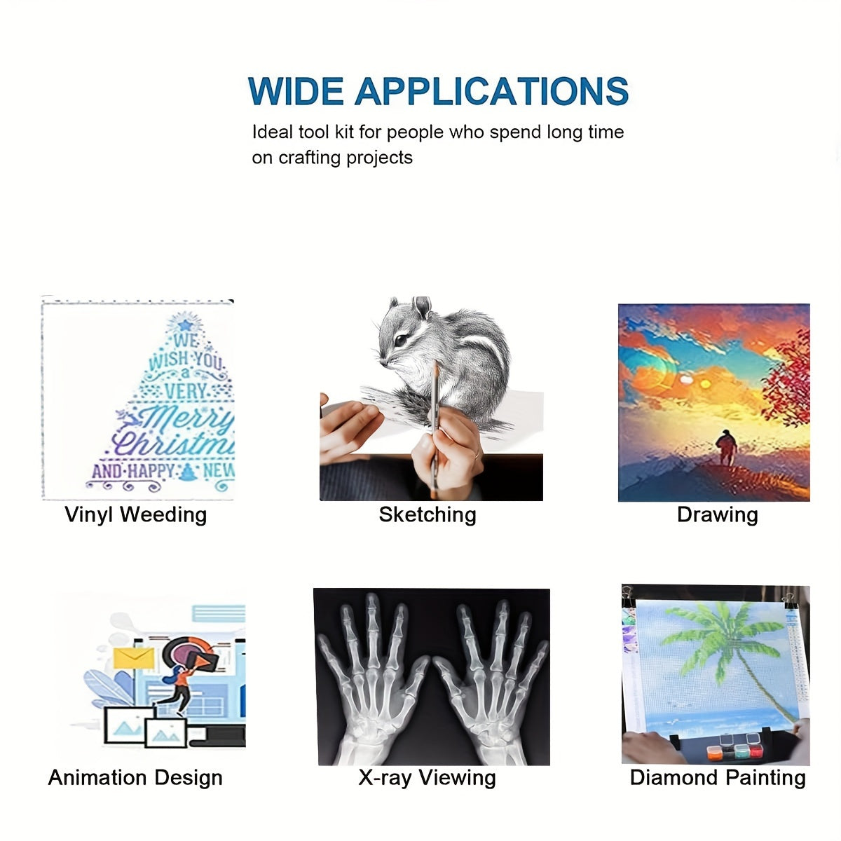 LED Light Pad for Diamond Painting A2 A3 A4 A5 USB Powered Adjustable Brightness Light Board Kit for Tracing Sketching Drawing Animation Stencil Art Craft with Optional Bracket & Drill Pen