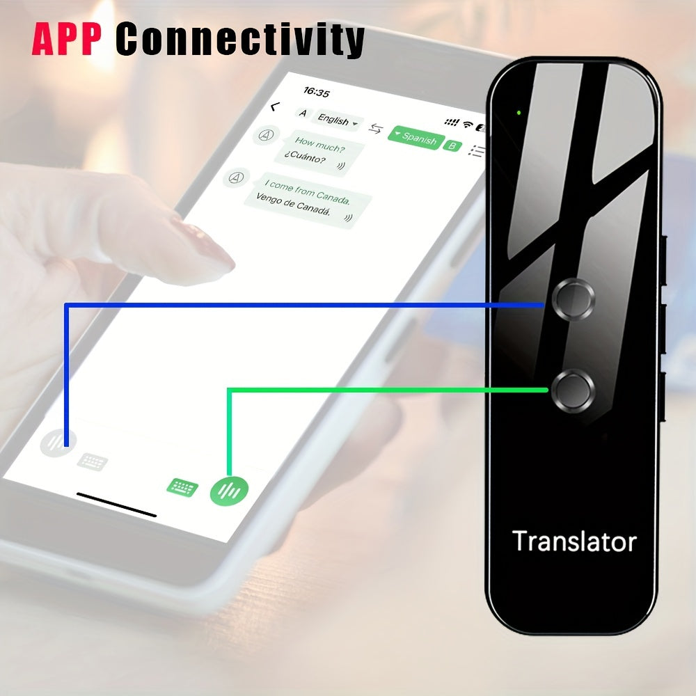 Portable Language Translator Device – Two-Way Instant Voice Translation 137 Languages, APP-Connected High Accuracy Translator for Travel Business Learning, Headphone Compatible