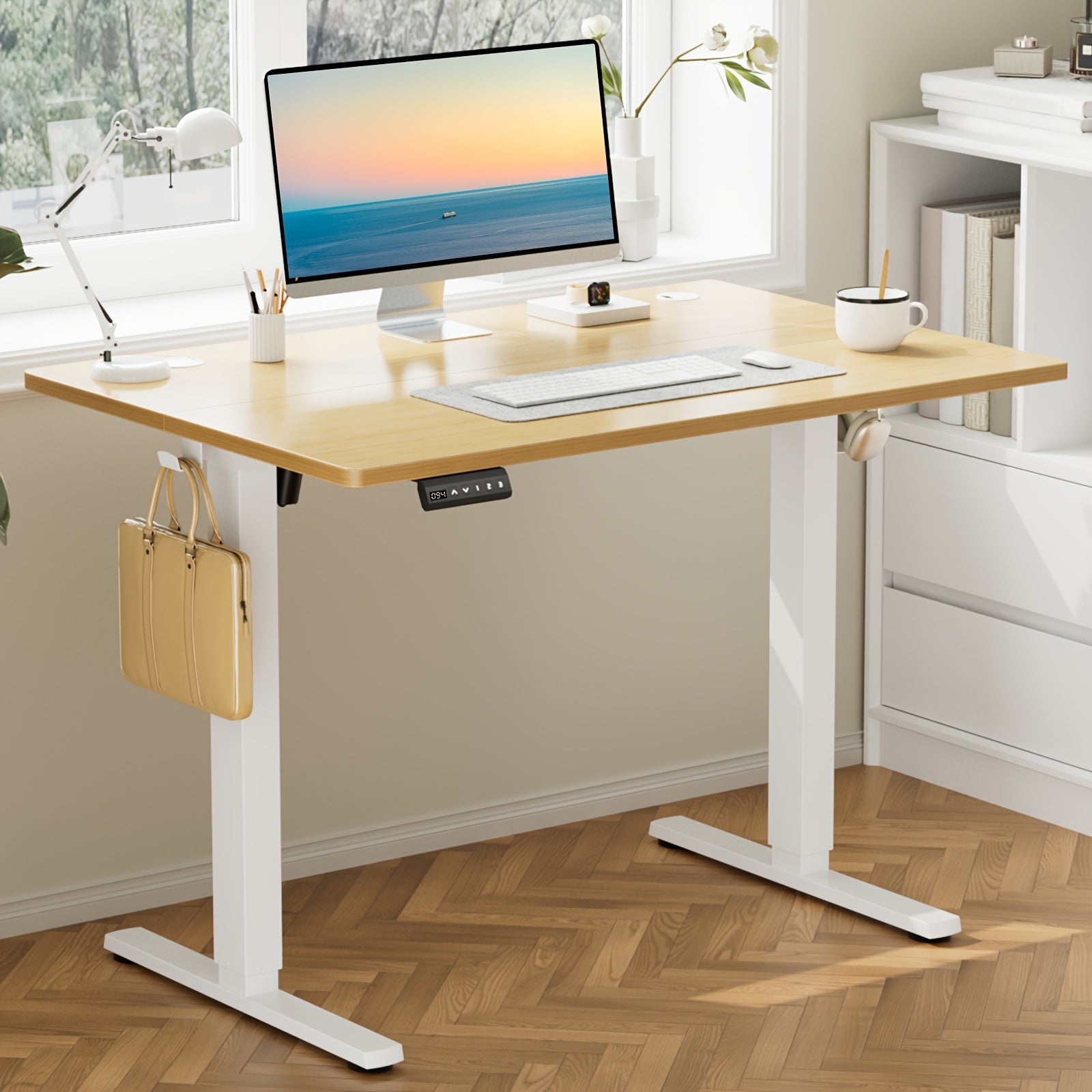 Electric Standing Desk Height Adjustable 40 48 55 63 Inch – Sit Stand Up Desk with Memory Controller & Anti-Collision, Ergonomic Home Office Gaming Workstation, 5 Colors