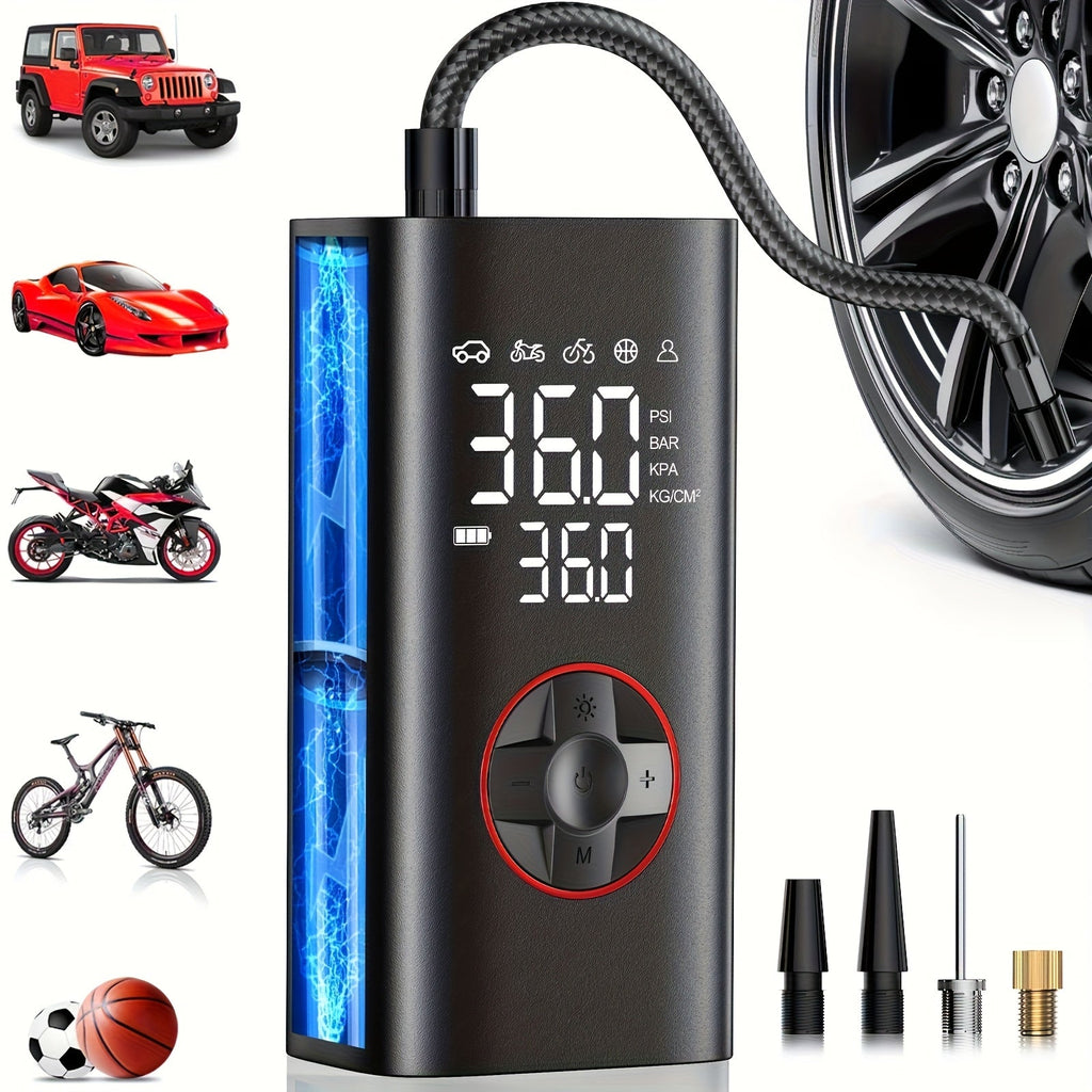 Cordless Digital Tire Inflator 150PSI Portable Air Compressor Pump with Protective Case for Car Motorcycle Bike SUV Truck Auto Emergency Flat Tire Kit Gift for Men Dad