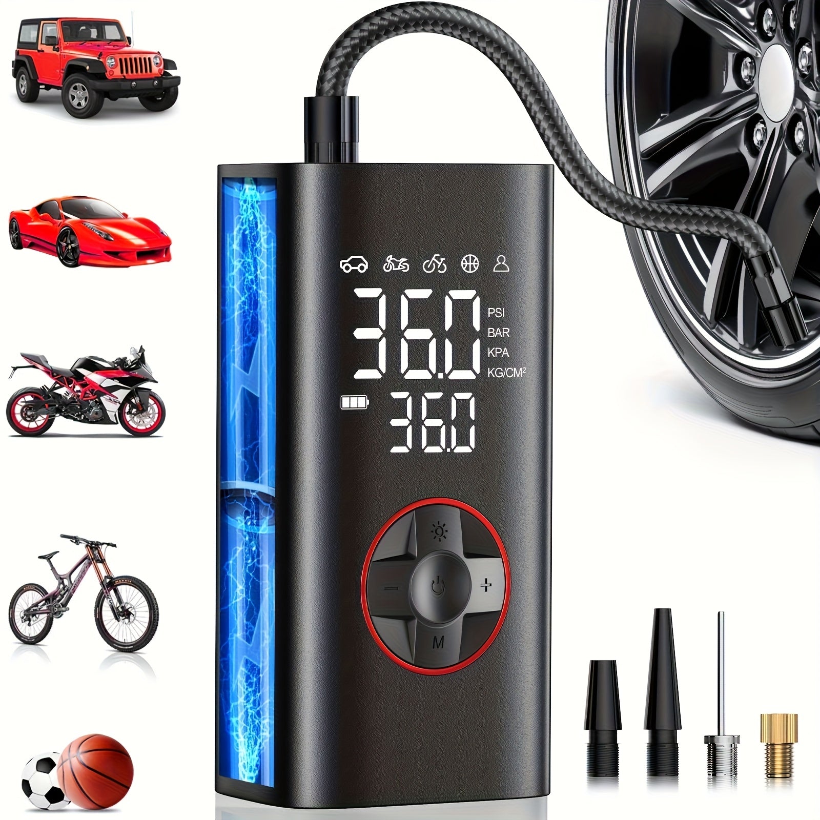 Cordless Digital Tire Inflator 150PSI Portable Air Compressor Pump with Protective Case for Car Motorcycle Bike SUV Truck Auto Emergency Flat Tire Kit Gift for Men Dad