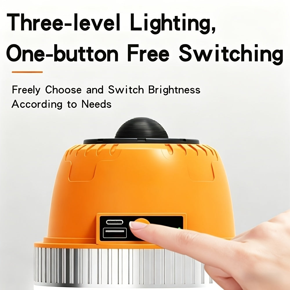 LED Camping Lantern USB Rechargeable with Built-In Power Bank, Ultra-Bright Portable Hanging Tent Light for Camping BBQ Patio Outdoor Emergency, Charges Mobile Phones, Freestanding & Hanging Design