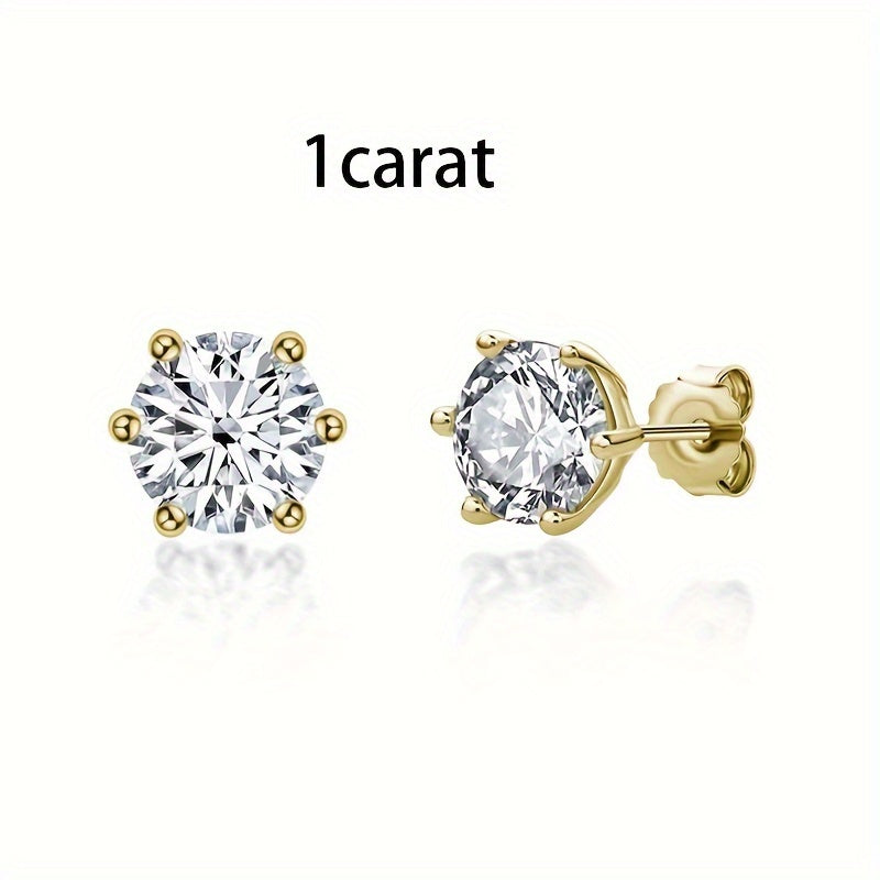 S925 Sterling Silver Moissanite Stud Earrings for Women – Vintage Elegant Style, 0.5CT 1CT 2CT 3CT, Gold & Silver, Daily Wear & Party Jewelry Gift