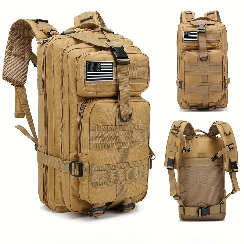 Tactical Camouflage Hiking Backpack 21-25L for Men – Multi-Functional Outdoor Mountaineering Pack for Camping, Climbing & Hiking, Zipper Closure, Durable Gear Bag in Black, Army Green & Khaki