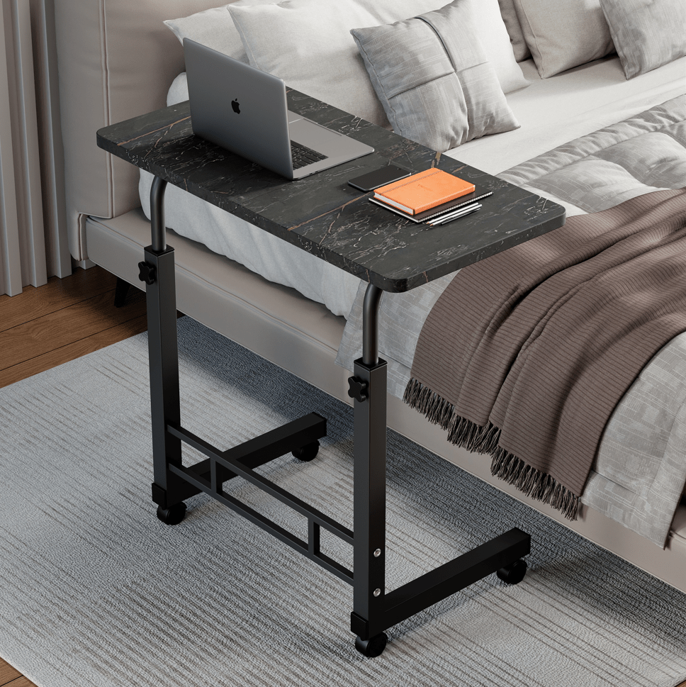 Mobile Lift Table Adjustable Height Rolling Laptop Desk with Wheels Bedside Sofa Side Table for Bedroom Home Office Dorm