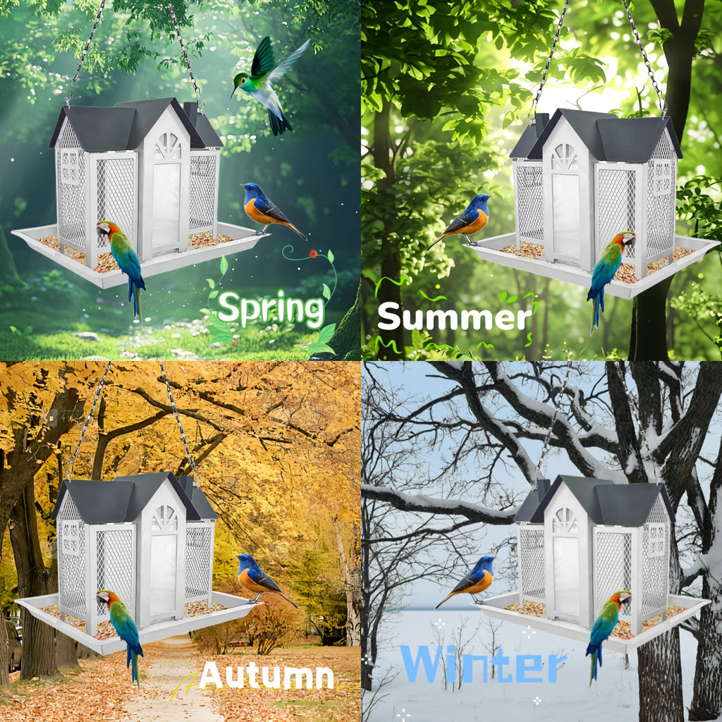 Squirrel Proof Wild Bird Feeder Outdoor – 3-Chamber Metal Mesh Large Capacity Weatherproof Hanging Bird Feeder for Cardinals, Finches & Backyard Birds, Multiple Colors