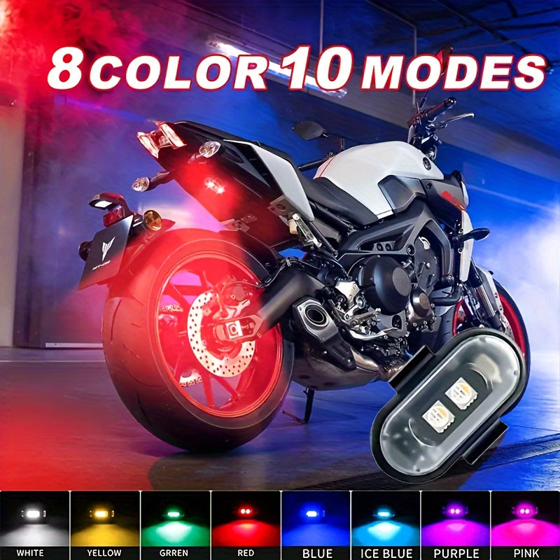 Wireless LED Strip Lights 8 Color Anti-Collision Warning Light Remote Control USB Rechargeable Waterproof for Car Motorcycle Drone Bicycle Night Visibility Safety 4-Pack 6-Pack