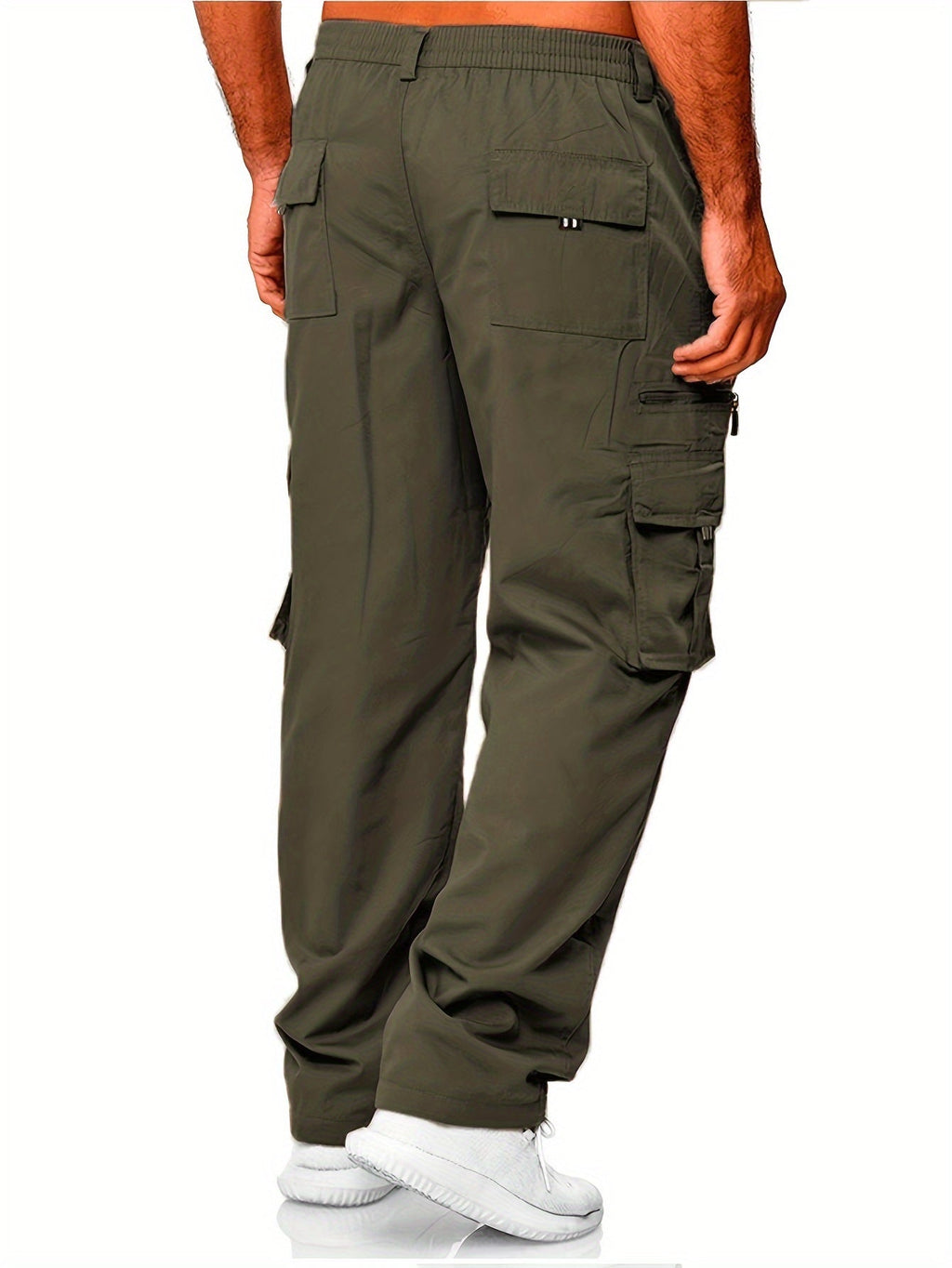 Men's Cargo Pants 3-Pack Multi-Pocket Regular Fit – Solid Color Polyester Woven Hiking Outdoor Pants for Spring & Fall, Sizes S-XXXL, 9 Color Combos