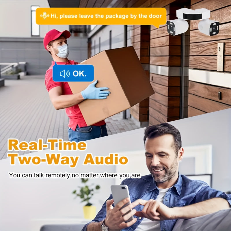 Dual Lens PTZ Security Camera Outdoor WiFi 5MP – 360° Pan Tilt 10x Electric Zoom Motion Detection Siren Alarm Two-Way Audio Color Night Vision 24/7 Wired Recording Home Surveillance