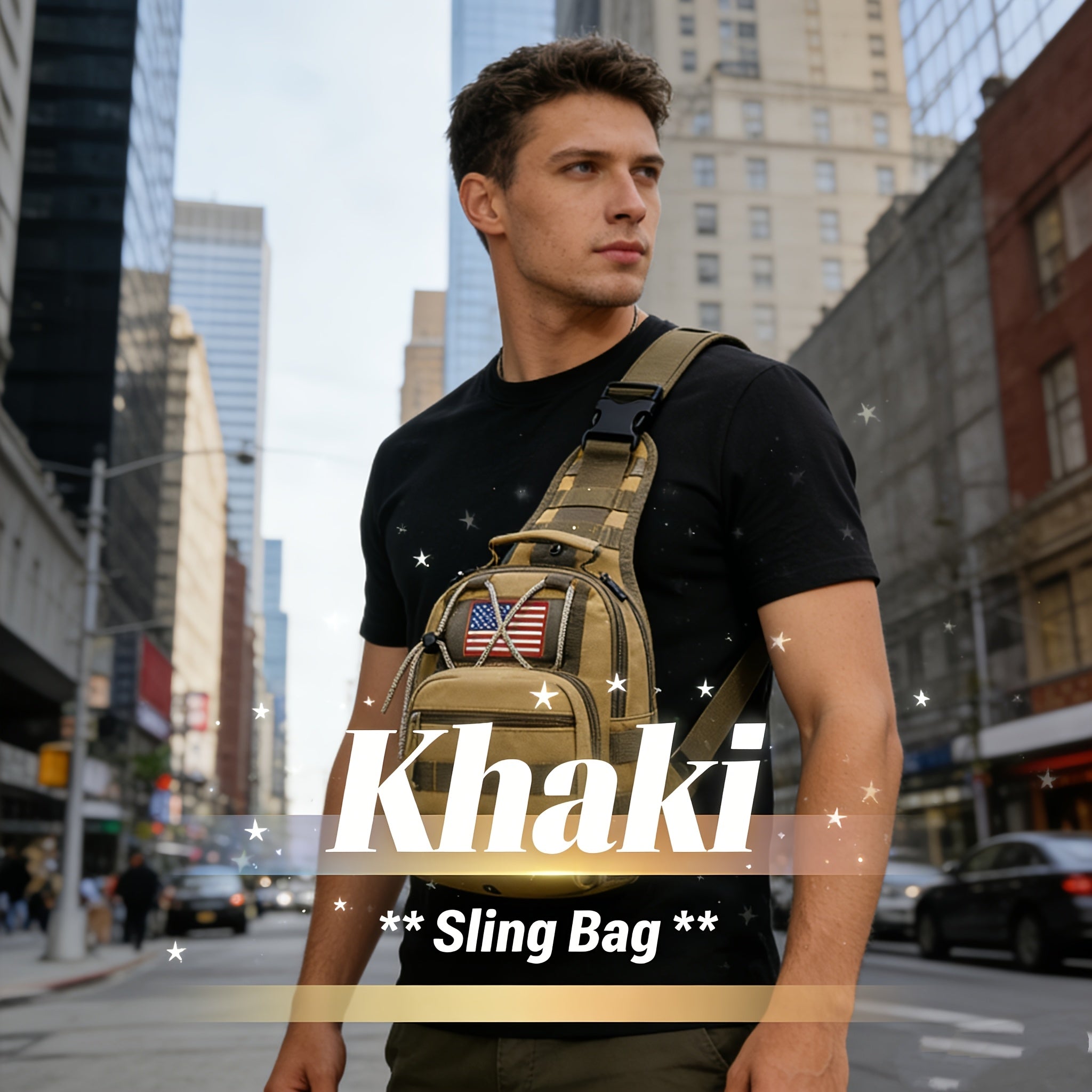 Tactical Sling Backpack Lightweight Crossbody Daypack – Military Camo Shoulder Bag for Cycling Hiking Travel Daily Use, Multiple Colors with Flag Patch Option, Men Women EDC Bag