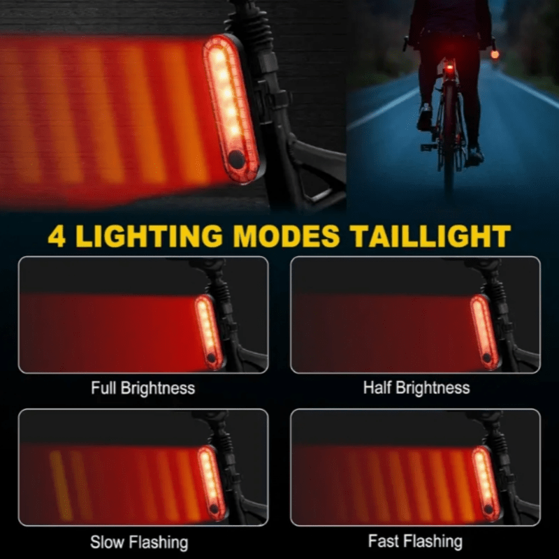 USB Type-C Rechargeable Bike Light Set – Aluminum Alloy Front Light 6 Modes & Rear Light 4 Modes, High-Lumen LED Bicycle Lights for Night Riding Commuting Camping Safety