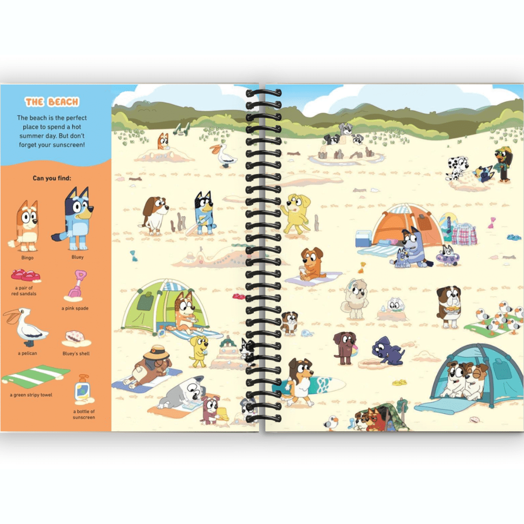 Where's Bluey Search and Find Activity Book for Kids Spiral Bound – Find Bluey & Bingo Hidden Picture Book 32 Pages Ages 3+ Official Licensed Bluey Gift