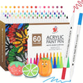 TBC 60 Color Acrylic Paint Brush Pens – Waterproof Non-Toxic Soft Tip Markers for Rock Painting, Glass, Wood, Fabric, Pottery, Canvas & DIY Crafts, Gift for Artists & Kids