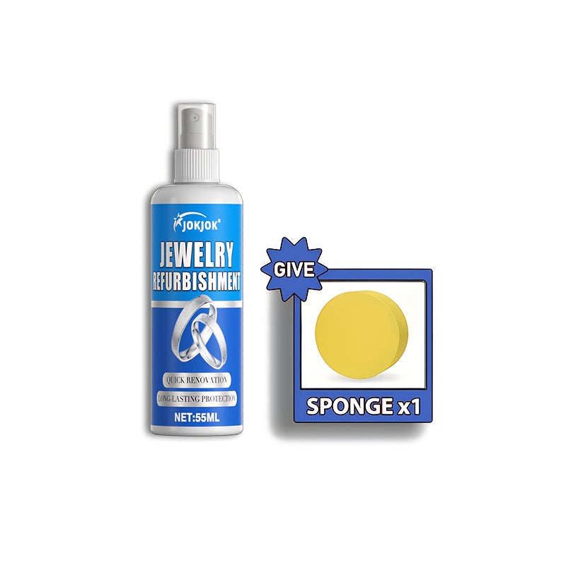 Jewelry Polish and Oxidation Remover 1.86oz with Sponge Applicator – Restores Luster on Gold Silver Bracelets Necklaces Rings Chains – Surfactant-Free Tarnish Remover Metal Brightening Cleaner for Home Use