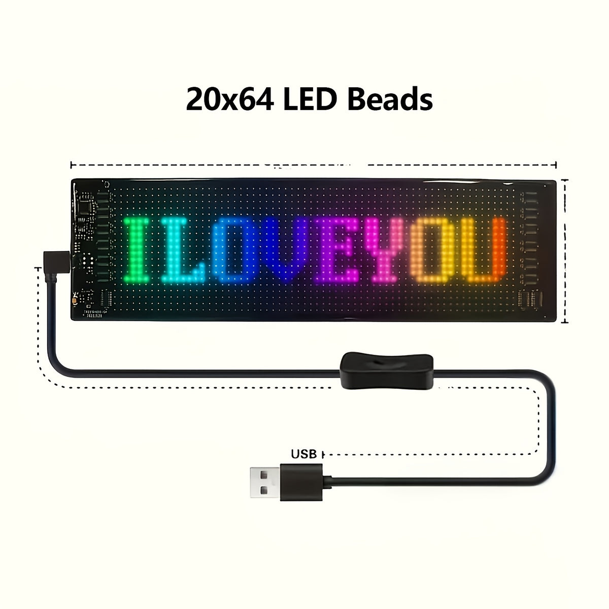 Flexible LED Matrix Panel – Bluetooth App Controlled, USB Powered, DIY Programmable Custom Text & Animation Sign for Cars, Stores, Hotels, Events & Holiday Decor – Multiple Sizes
