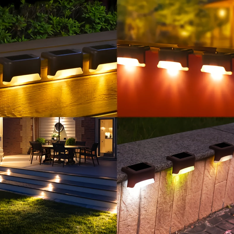 Solar LED Deck Lights Outdoor Stair Step Lights Auto On Off Dusk to Dawn 12 Hour Warm White 3500K for Fence Pathway Patio Balcony Yard Weatherproof ABS Pack of 8 16 or 32 No Wiring Required